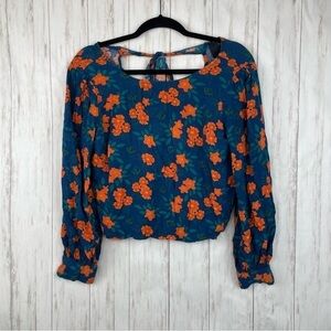 ModCloth XS teal orange floral blouse